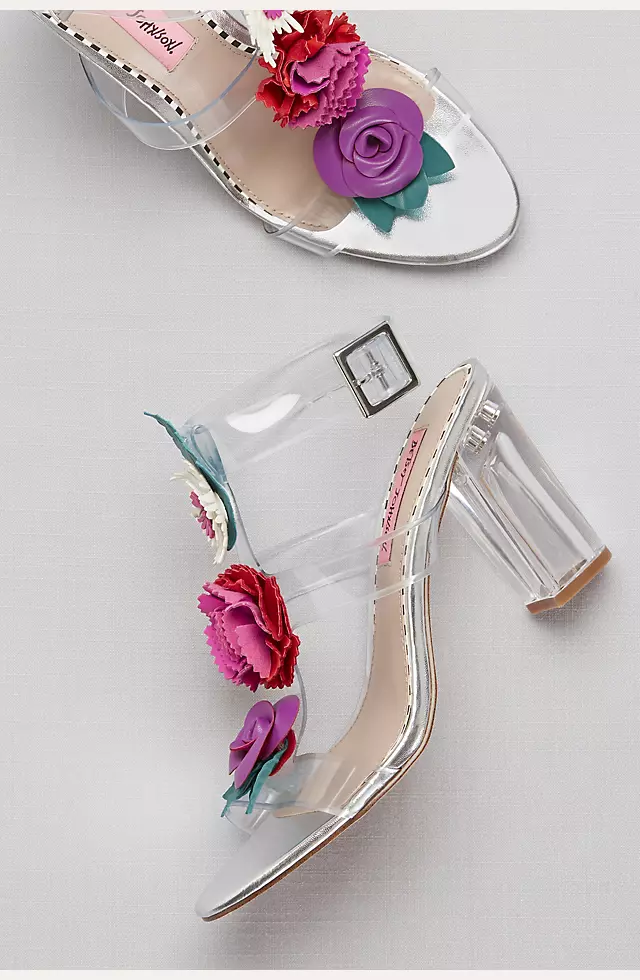 Clear Strappy Sandals with Colorful Floral Detail Image 4