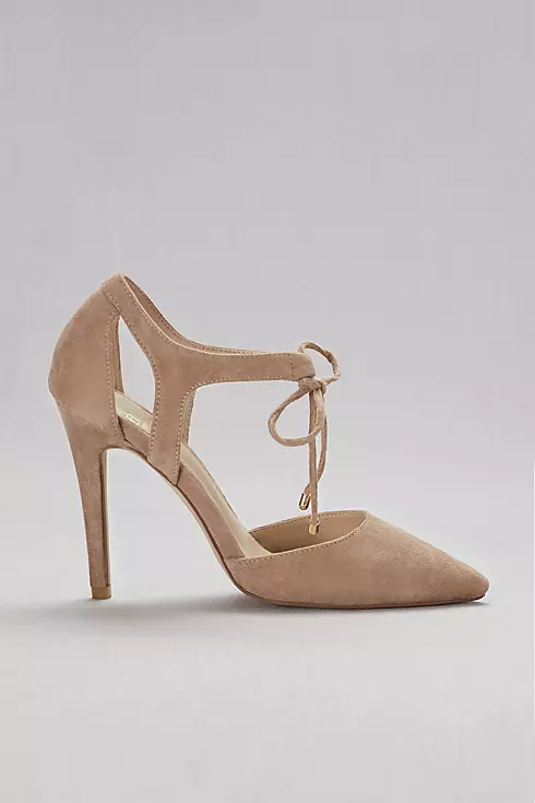 Faux-Suede Ankle-Tie Pointed-Toe Pumps Image 3