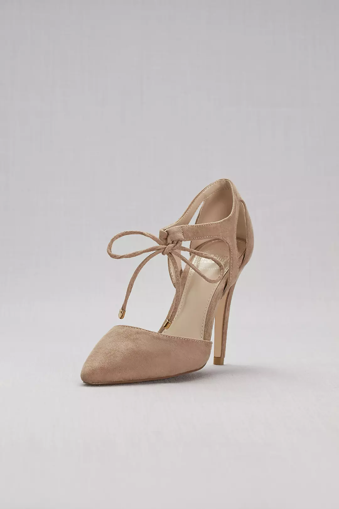 Faux-Suede Ankle-Tie Pointed-Toe Pumps Image