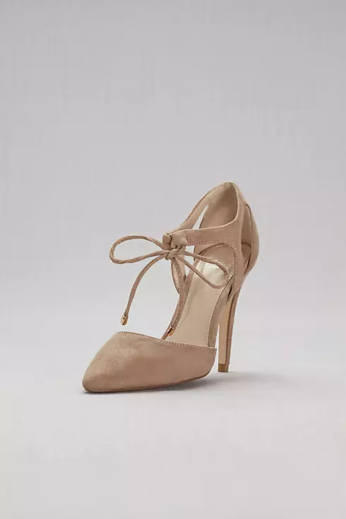 Faux-Suede Ankle-Tie Pointed-Toe Pumps Image 1