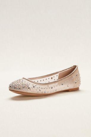 Mesh Ballet Flat with Scattered Crystals | David's Bridal