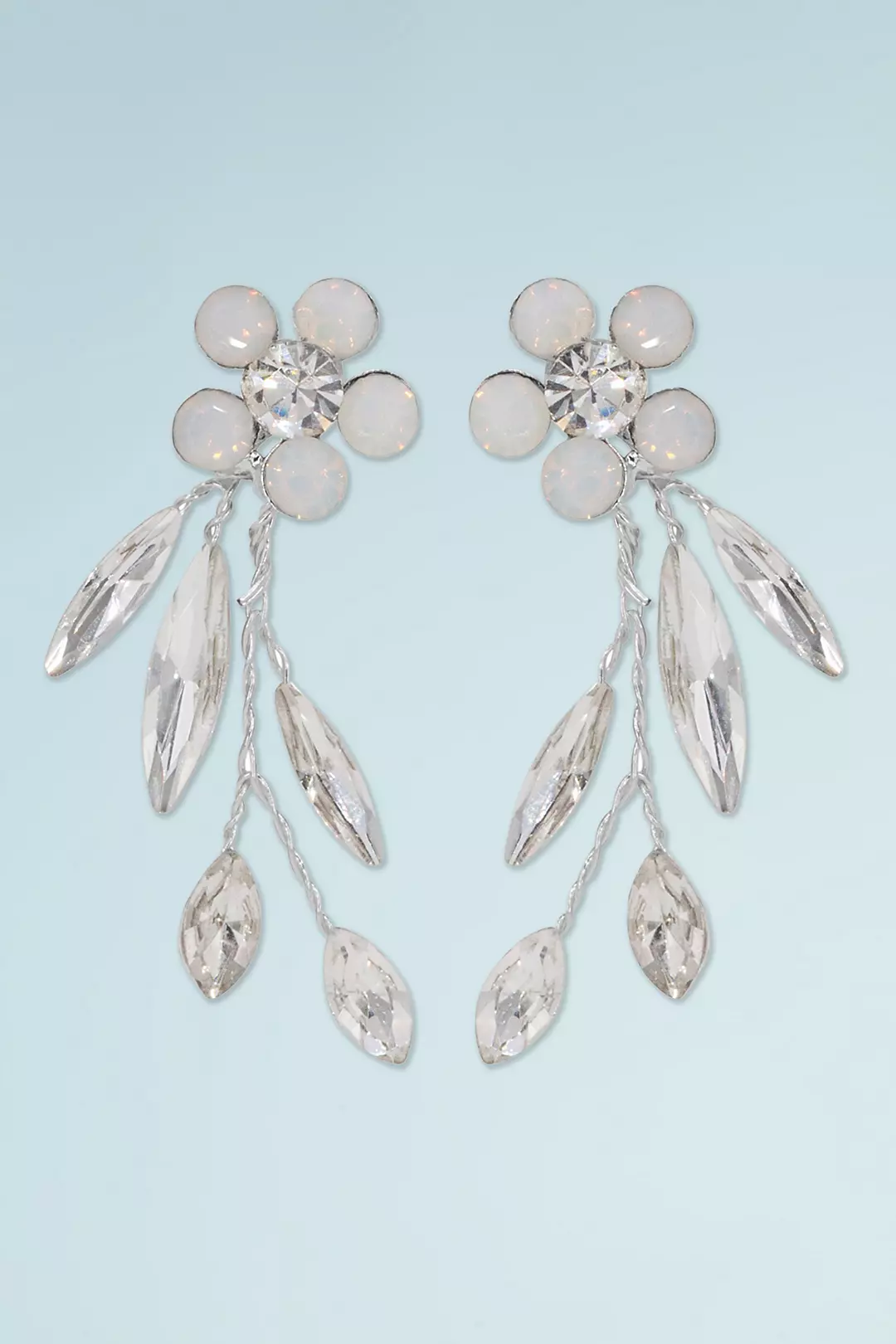 Opal, Swarovski and Sterling Floral Spray Earrings Image