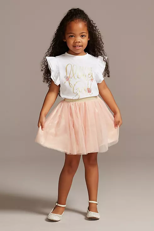 Little Miss Flower Girl T-Shirt and Tutu Skirt Set Image 1