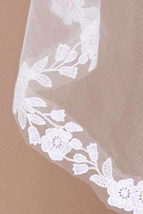 Ansari Floral Embroidered Tulle Fingertip Veil Image 2