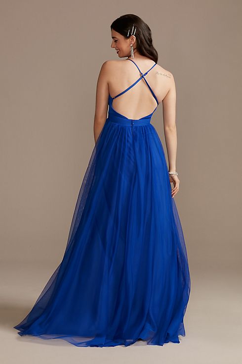 Tulle Dress with Plunge Neckline and Open Back Image 4