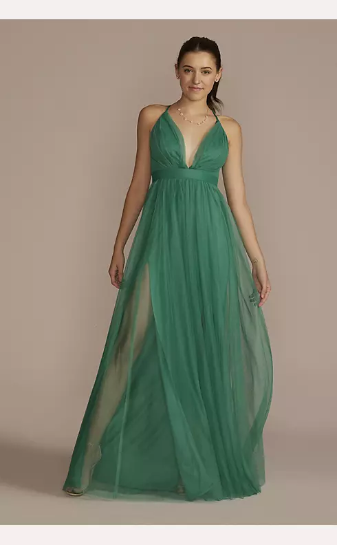 Tulle Dress with Plunge Neckline and Open Back Image 1