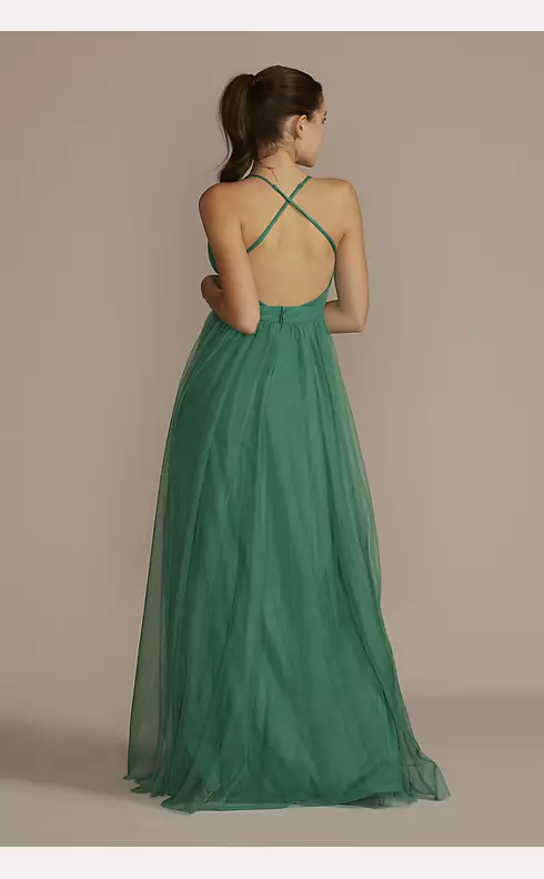 Tulle Dress with Plunge Neckline and Open Back Image 2