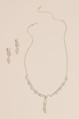 Double Drop Crystal Earring and Necklace Set