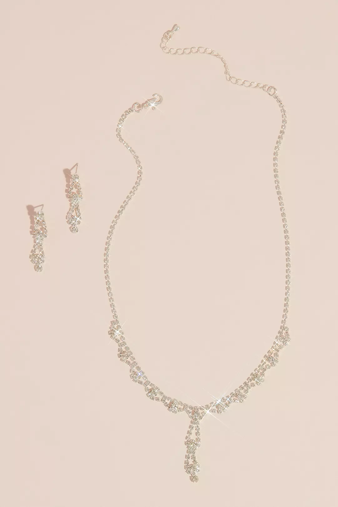 Double Drop Crystal Earring and Necklace Set Image
