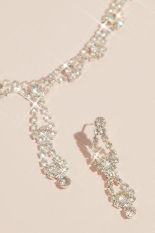 Double Drop Crystal Earring and Necklace Set | David's Bridal