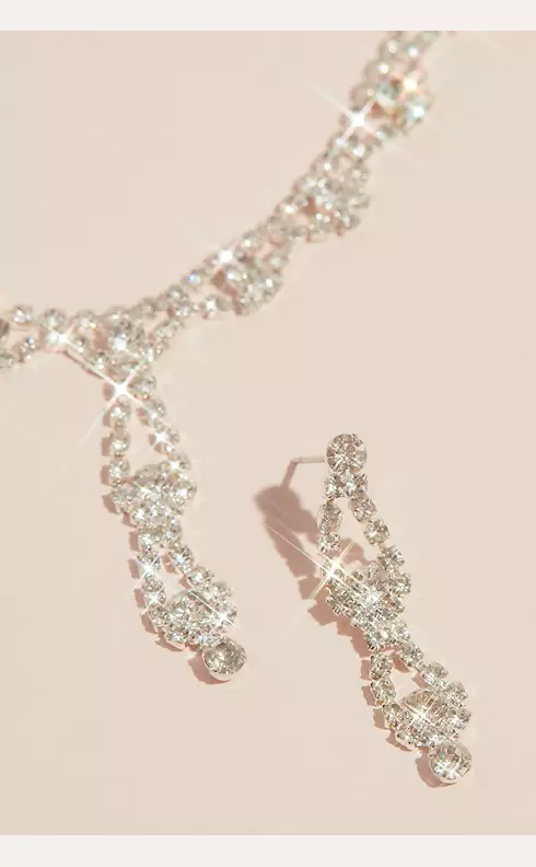 Double Drop Crystal Earring and Necklace Set Image 2