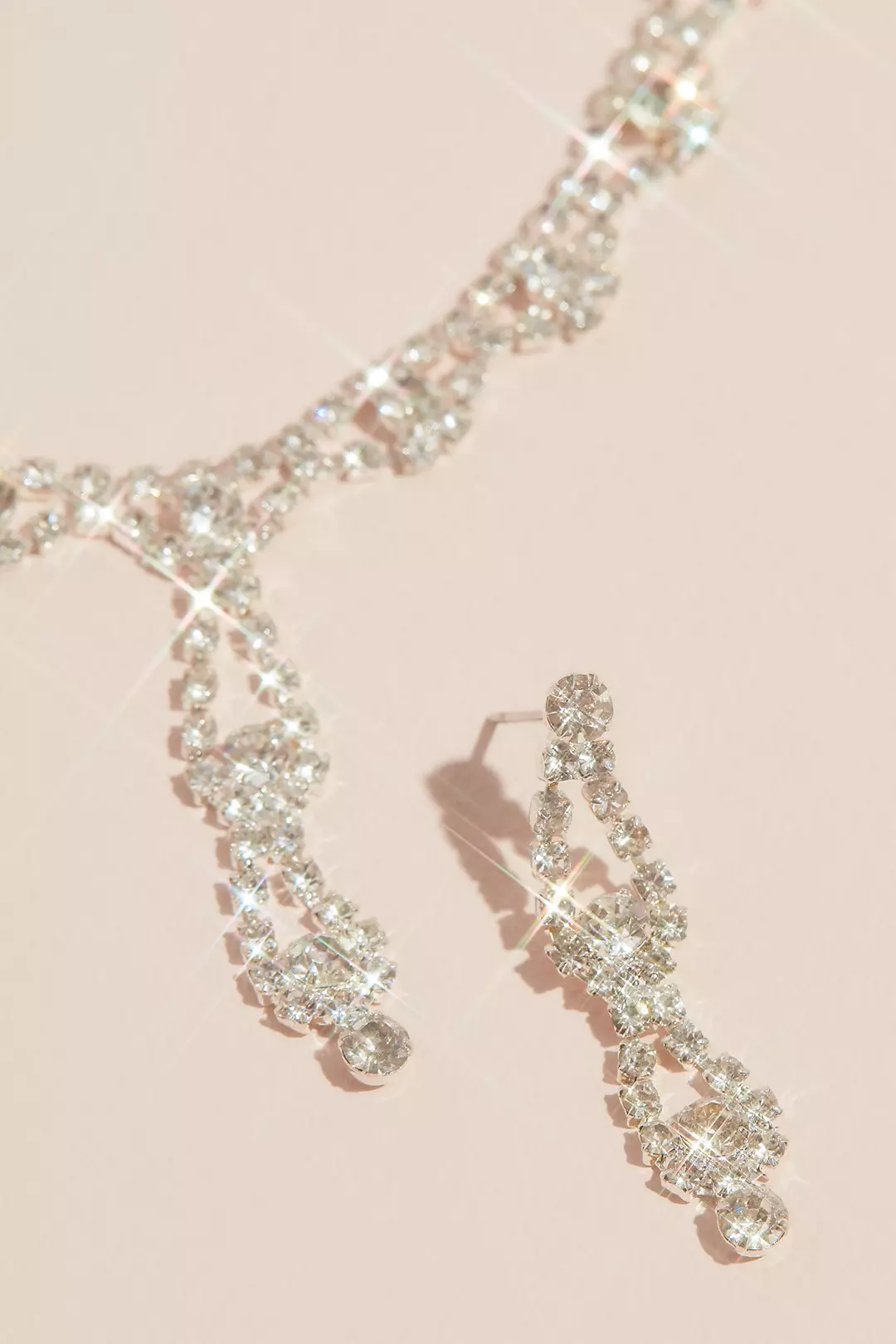 Double Drop Crystal Earring and Necklace Set Image 2