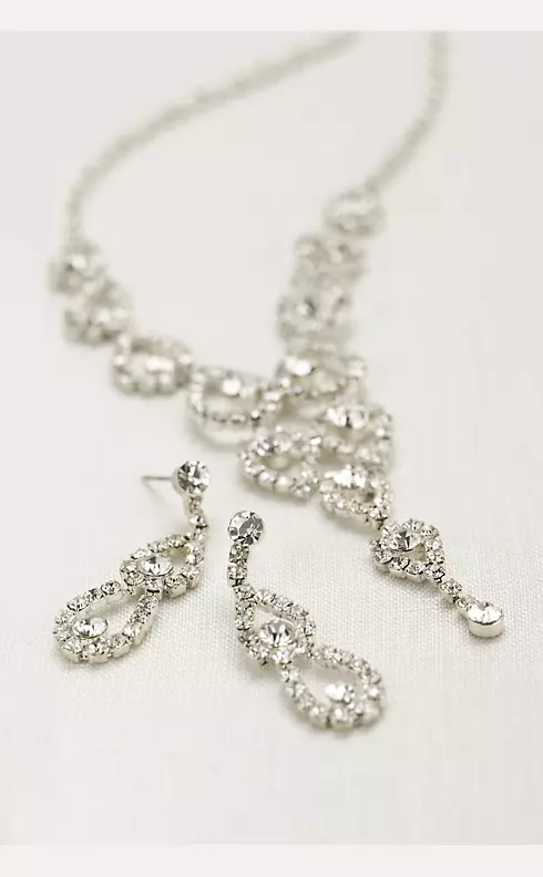Crystal Pear Shaped Y Necklace and Earring Set Image 1
