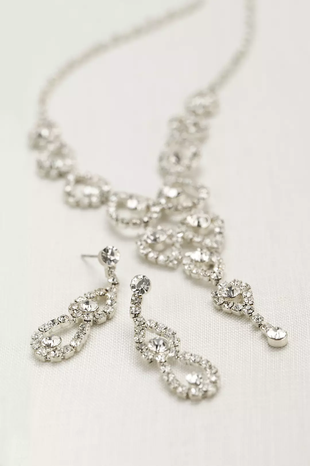 Crystal Pear Shaped Y Necklace and Earring Set Image