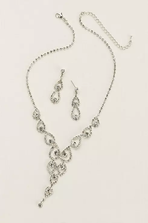 Crystal Pear Shaped Y Necklace and Earring Set Image 2