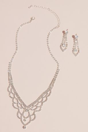 Deep V Scalloped Necklace and Earring Set