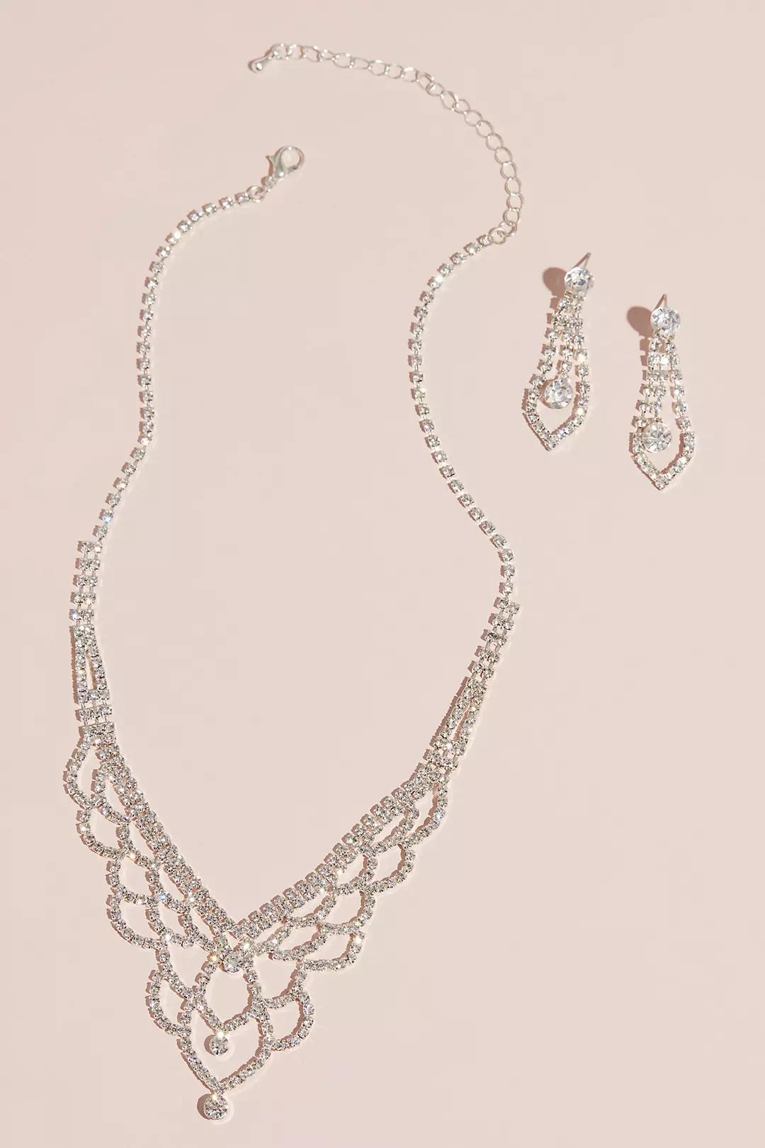 Deep V Scalloped Necklace and Earring Set Image 1