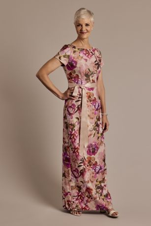 Floral Print Short-Sleeve Sheath Dress | David's Bridal