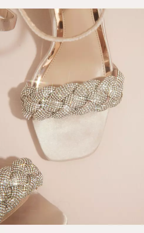 Crystal Embellished Braided Strap Heeled Sandals Image 3