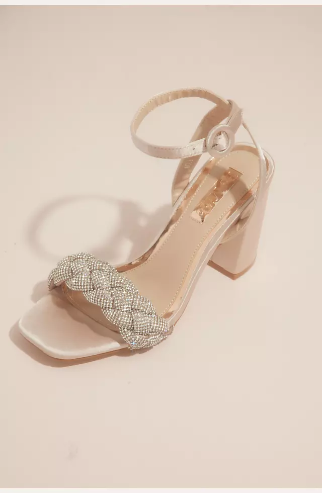 Crystal Embellished Braided Strap Heeled Sandals Image