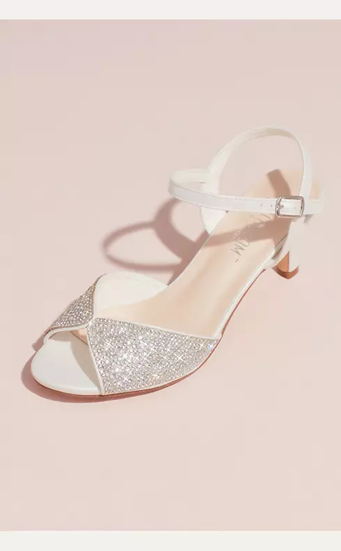 Crystal Peep-Toe Heeled Sandals with Satin Accents Image 1