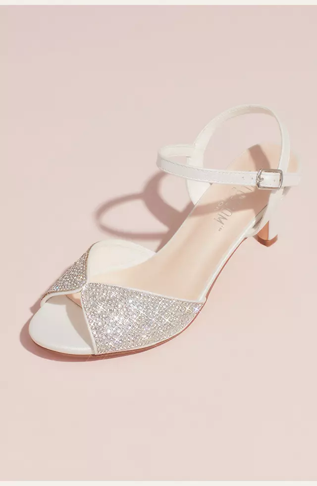 Crystal Peep-Toe Heeled Sandals with Satin Accents Image