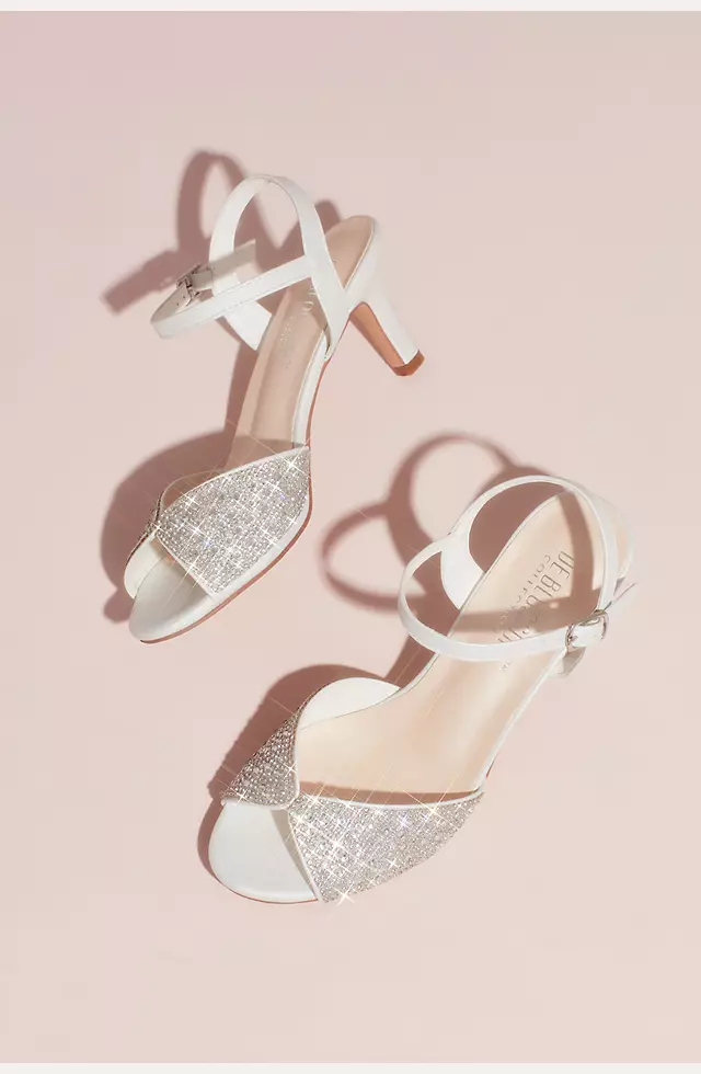 Crystal Peep-Toe Heeled Sandals with Satin Accents Image 3