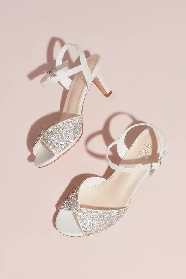 Crystal Peep-Toe Heeled Sandals with Satin Accents Image 3