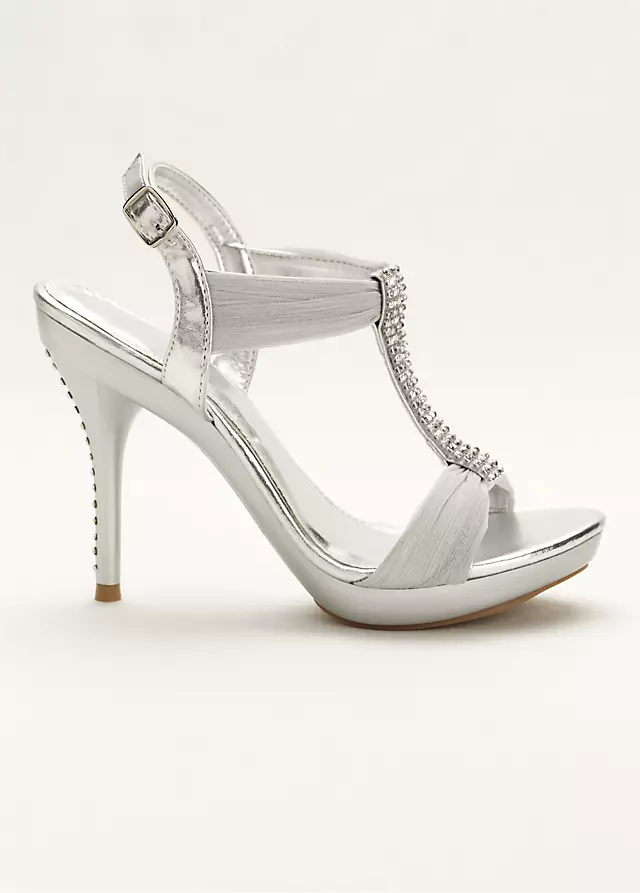 High Heel Sandal with Crystal T-Strap Image 3