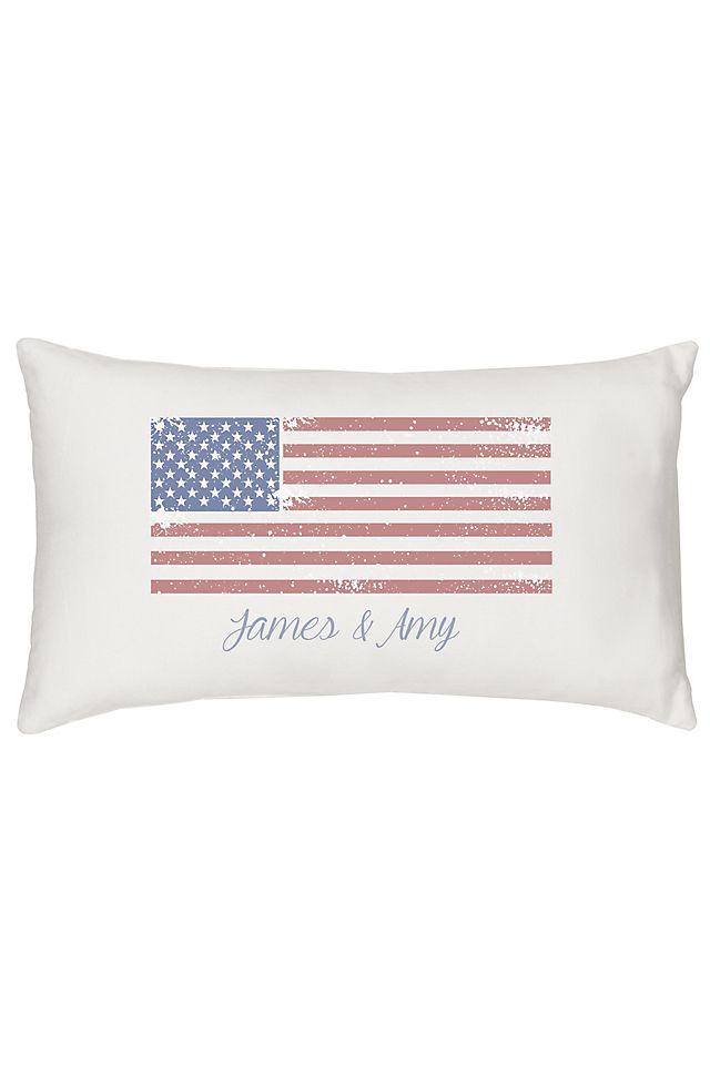 Personalized American Flag Lumbar Pillow Image 1