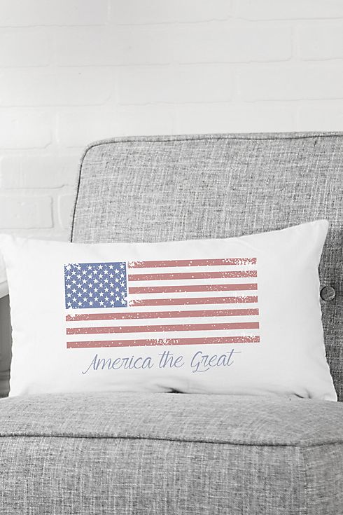 Personalized American Flag Lumbar Pillow Image 4