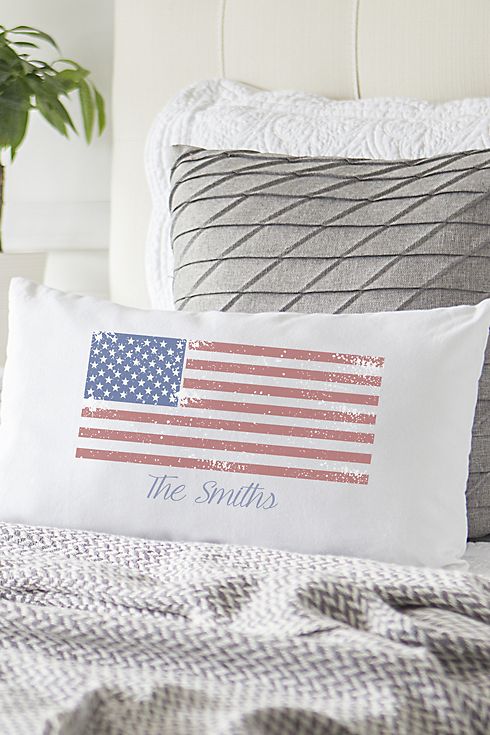 Personalized American Flag Lumbar Pillow Image 3