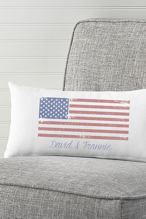 Personalized American Flag Lumbar Pillow Image 2