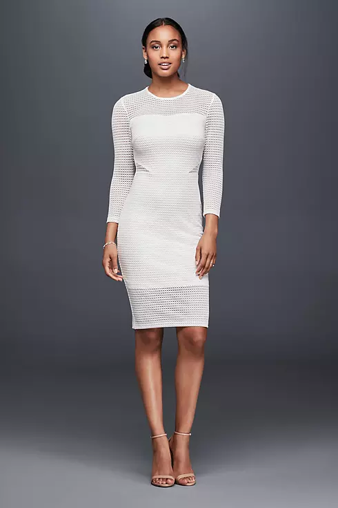 Illusion Jersey Sheath Dress with Side Details Image 1