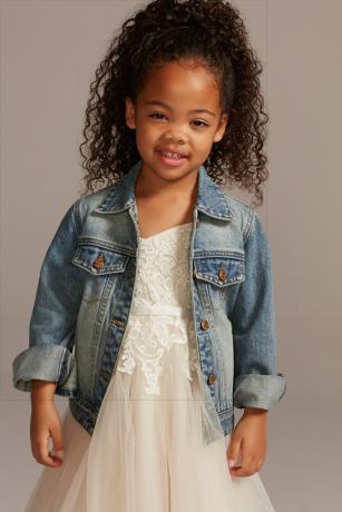 Little Miss Flower Girl Embroidered Jean Jacket | David's Bridal