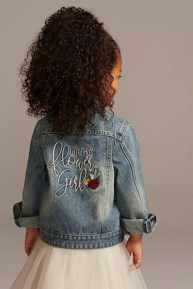 Little Miss Flower Girl Embroidered Jean Jacket Image 1