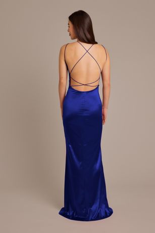 Cute Double Bows Straps Square Neck Chiffon Dresses with Slit Peacock