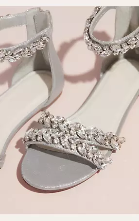 Jeweled Metallic Ankle Strap Flat Sandals Image 3