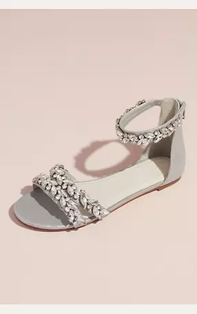 Jeweled Metallic Ankle Strap Flat Sandals Image 1