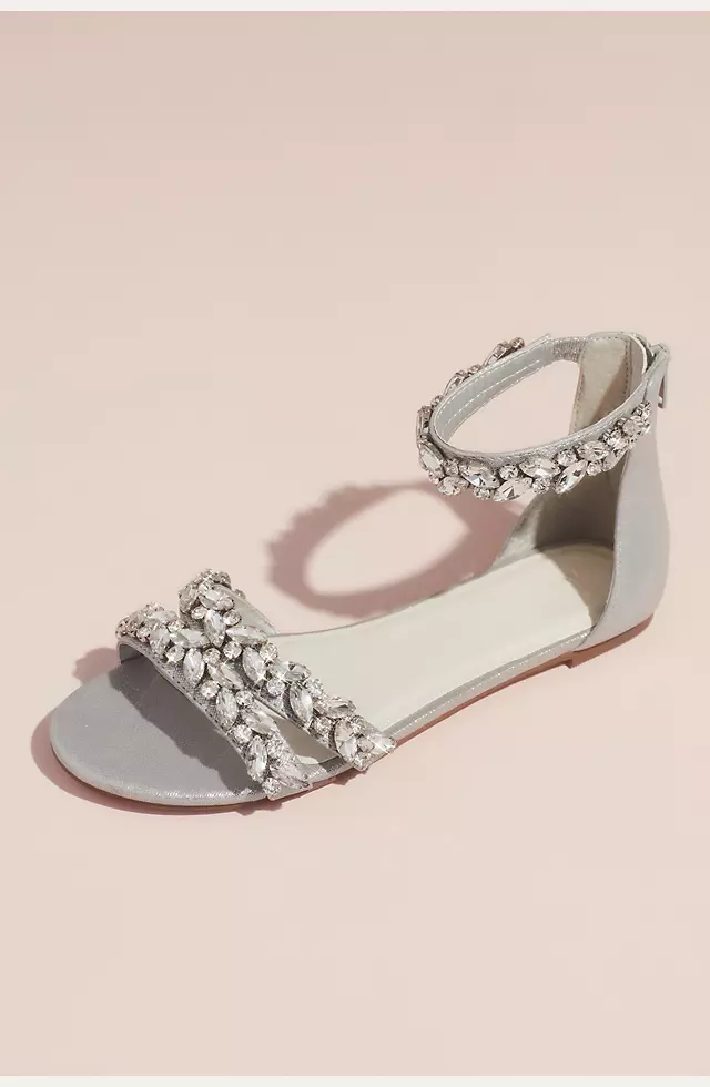 Jeweled Metallic Ankle Strap Flat Sandals Image