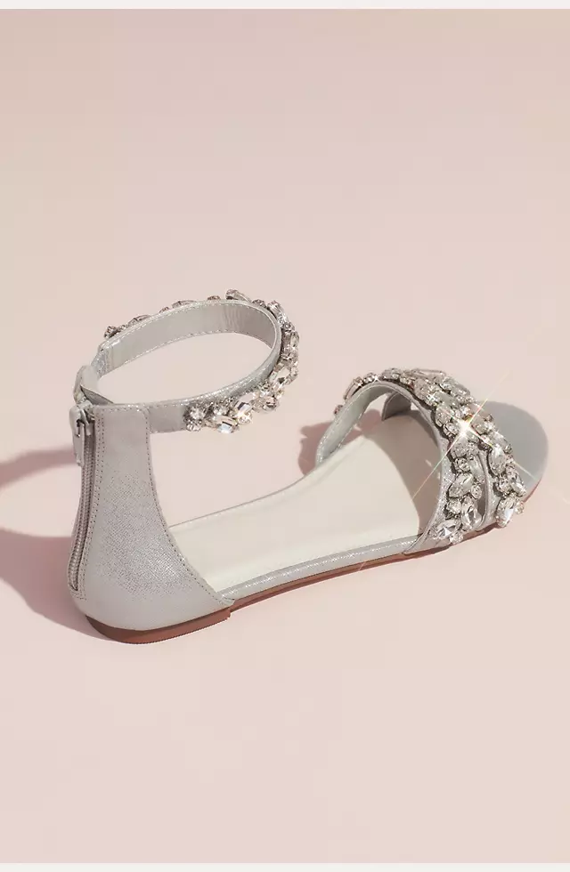 Jeweled Metallic Ankle Strap Flat Sandals Image 2