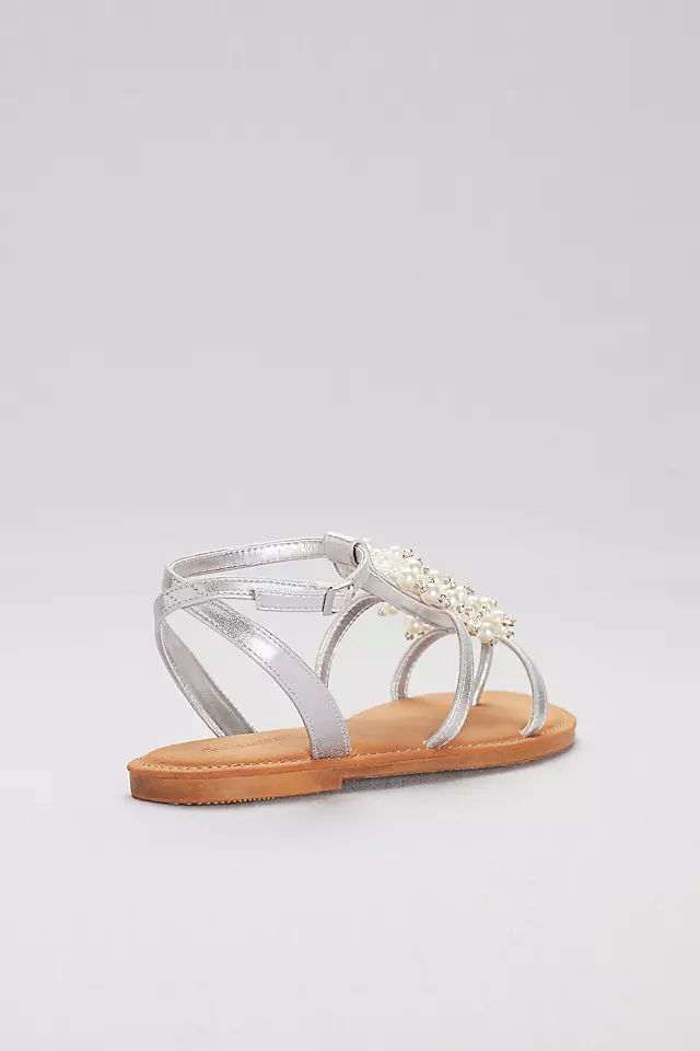 Dangling Pearl Strappy Flat Sandals Image 2