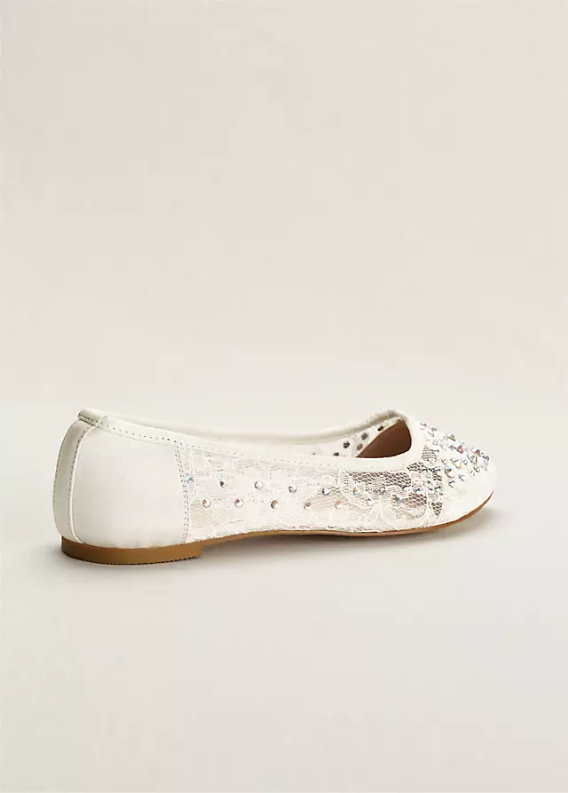 Lace Pointed Toe Flat with Crystal Detail Image 2
