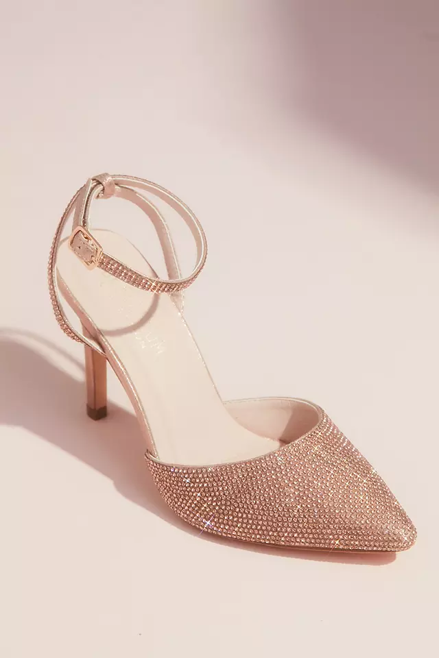 Crystal Embellished Pointed Toe Heels with Strap Image