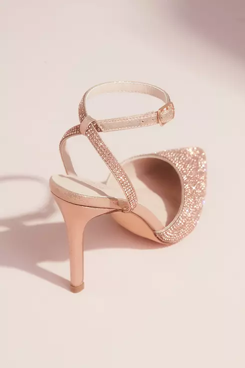 Crystal Embellished Pointed Toe Heels with Strap Image 2