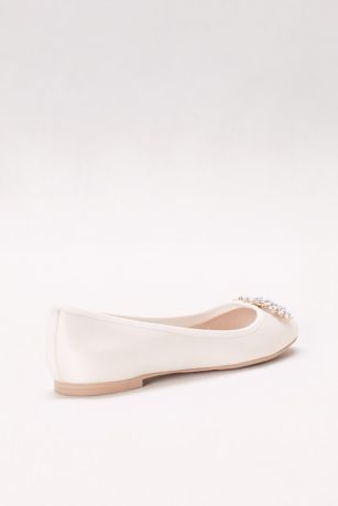 silver satin ballet flats