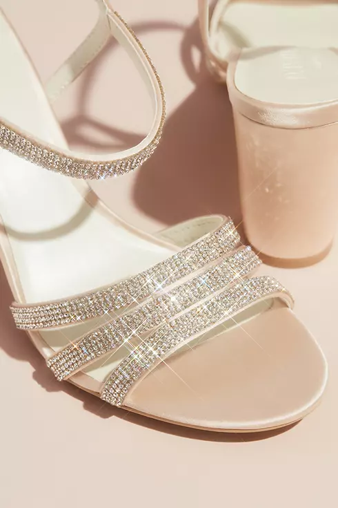 Satin Block Heel Sandals with Pave Crystal Straps Image 4