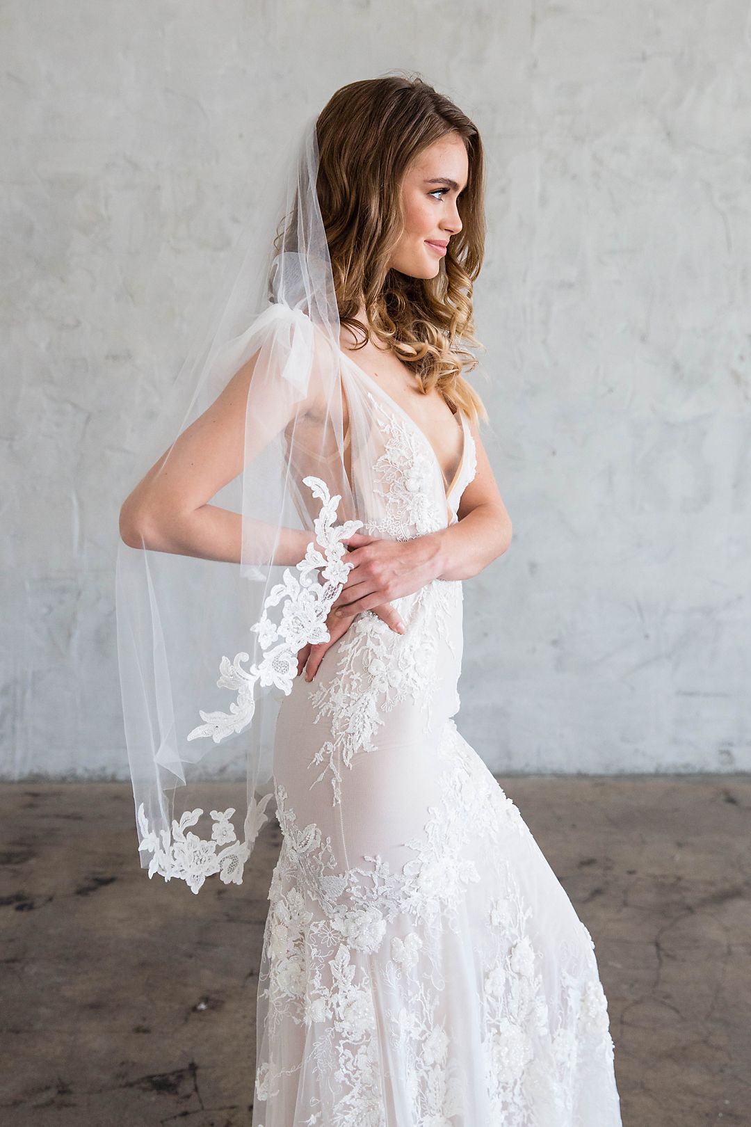 Tulle Veil with Alencon Lace Edge Image
