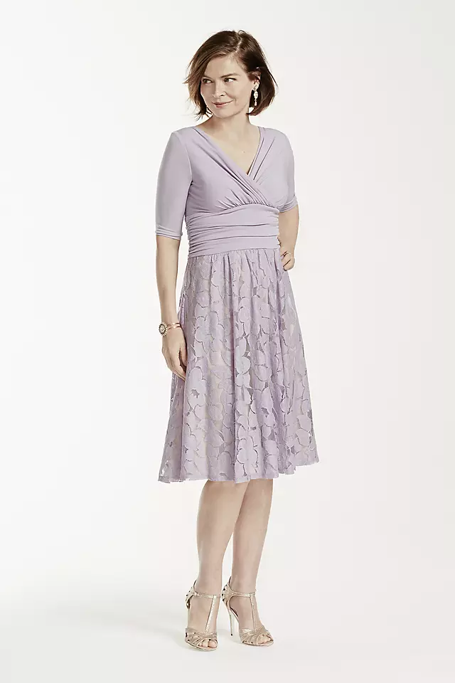 3/4 Sleeve Jersey Top with Lace A-Line Skirt Image