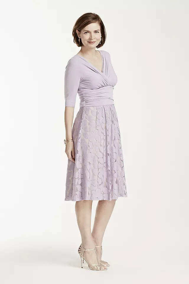 3/4 Sleeve Jersey Top with Lace A-Line Skirt Image 3